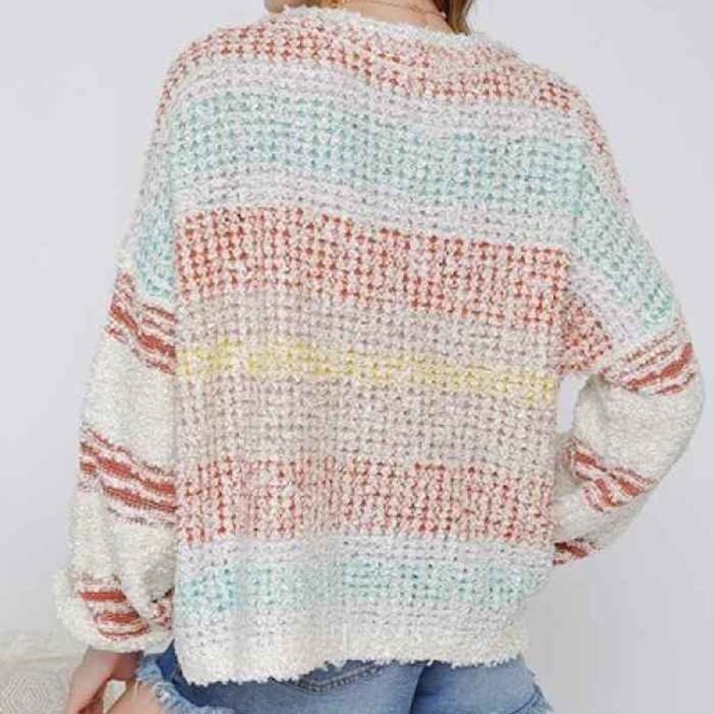 HOMEBODY V NECK FLUFFY/SHAGGY FAUX FUR SWEATER SIZE SMALL - Picture 2 of 10